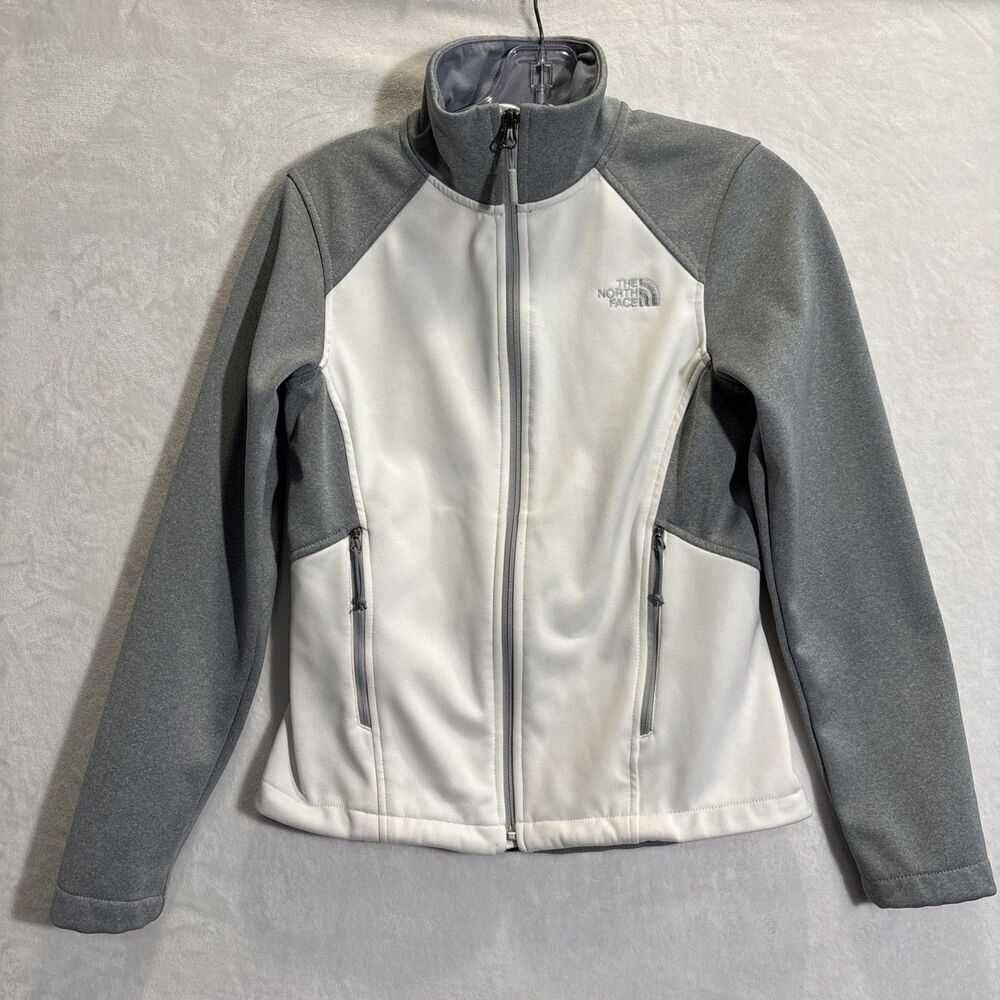 The North Face Canyonwall Women's Size XS White Grey Softshell Full Zip Jacket
